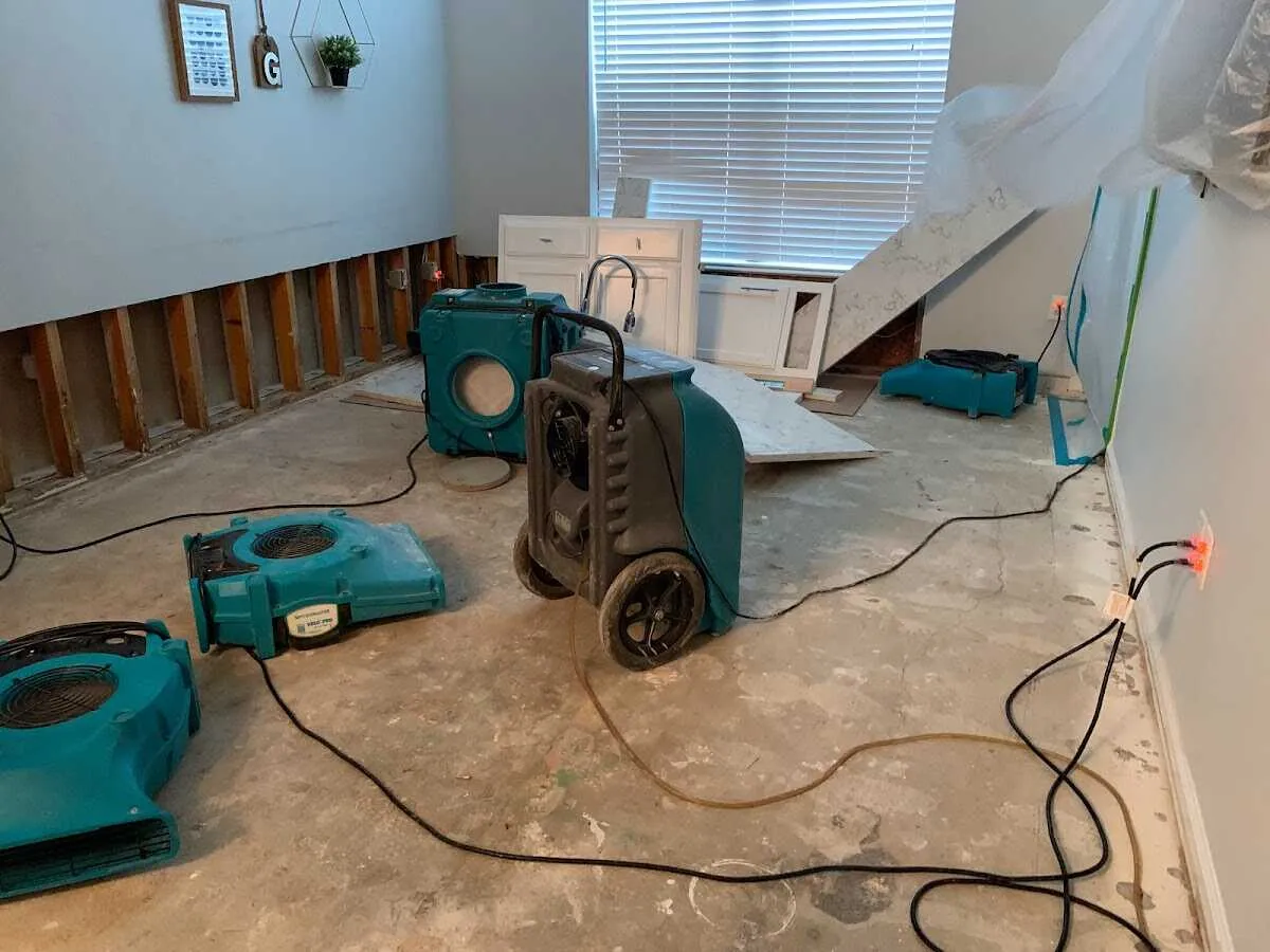 Dehumidifier in flood-cut room for Water Damage Restoration in Ionia